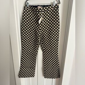 Tory Burch Black and Cream Geometric Pants